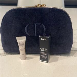 NWOB Dior Velvet cosmetics case with two never used Dior products.
